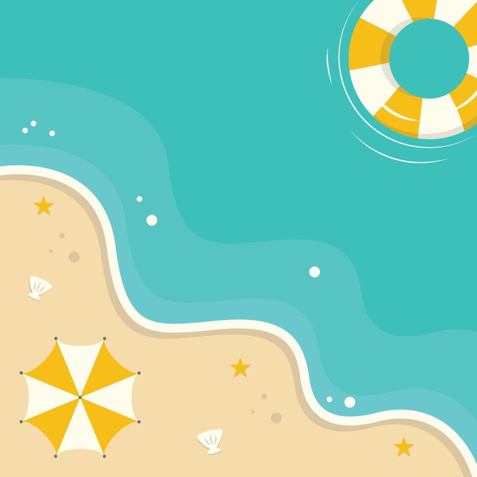 Top View Summer Beach Background in Flat Design. vector