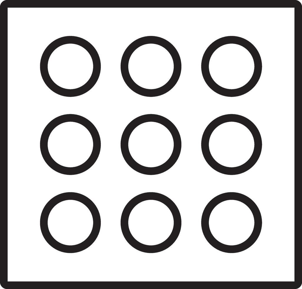 Nine circle icon geometric pattern black outline simple design minimal style abstract symbol modern symmetry grid layout isolated on transparency background vector