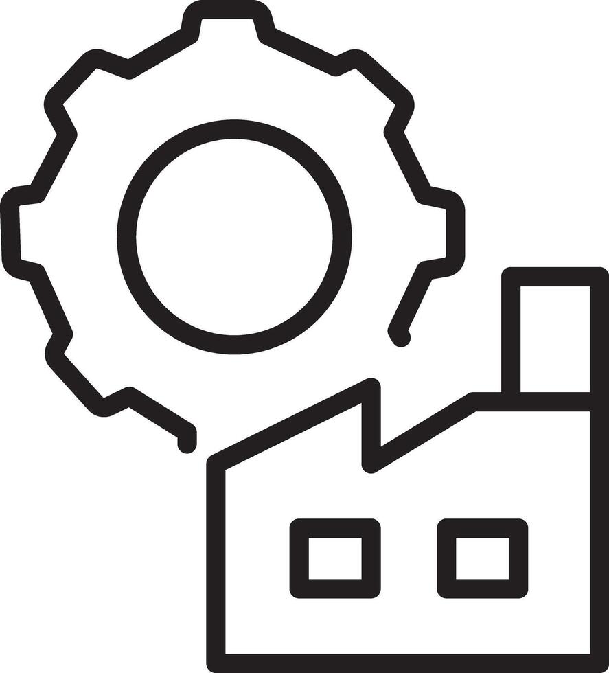 Factory icon with gear industrial building manufacturing production machinery and engineering concept simple black outline suitable for business technology and automation themes vector