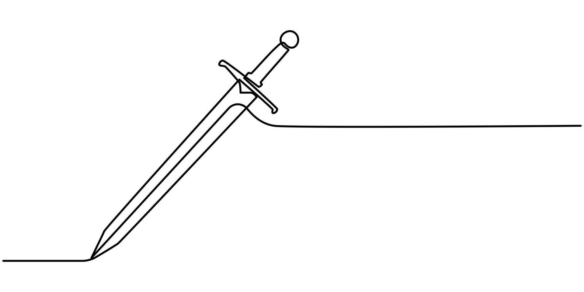 One continuous line drawing of a Sword of Justice design illustration. Justice themes design in simple linear style concept vector