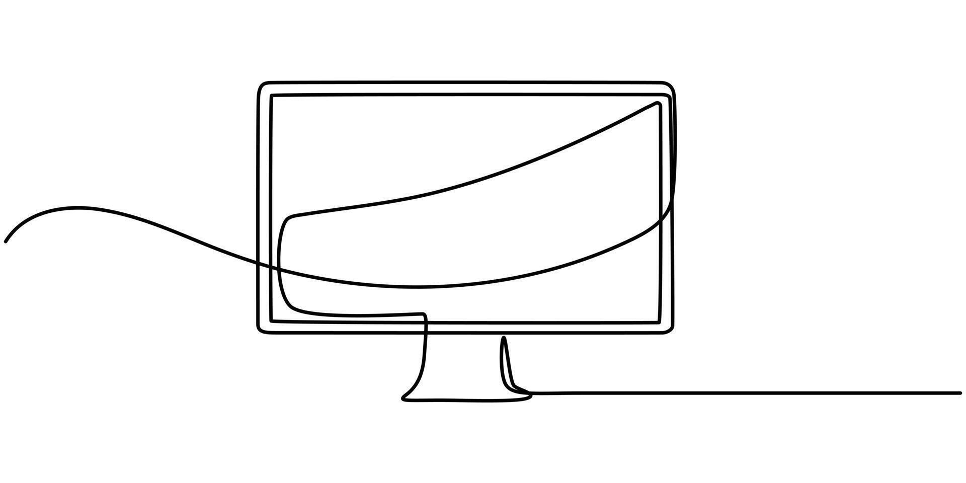 One line drawing of laptop gadget, continuous single line drawing of laptop computer, line art illustration, Simple abstract laptop line art drawing. Editable stroke. vector