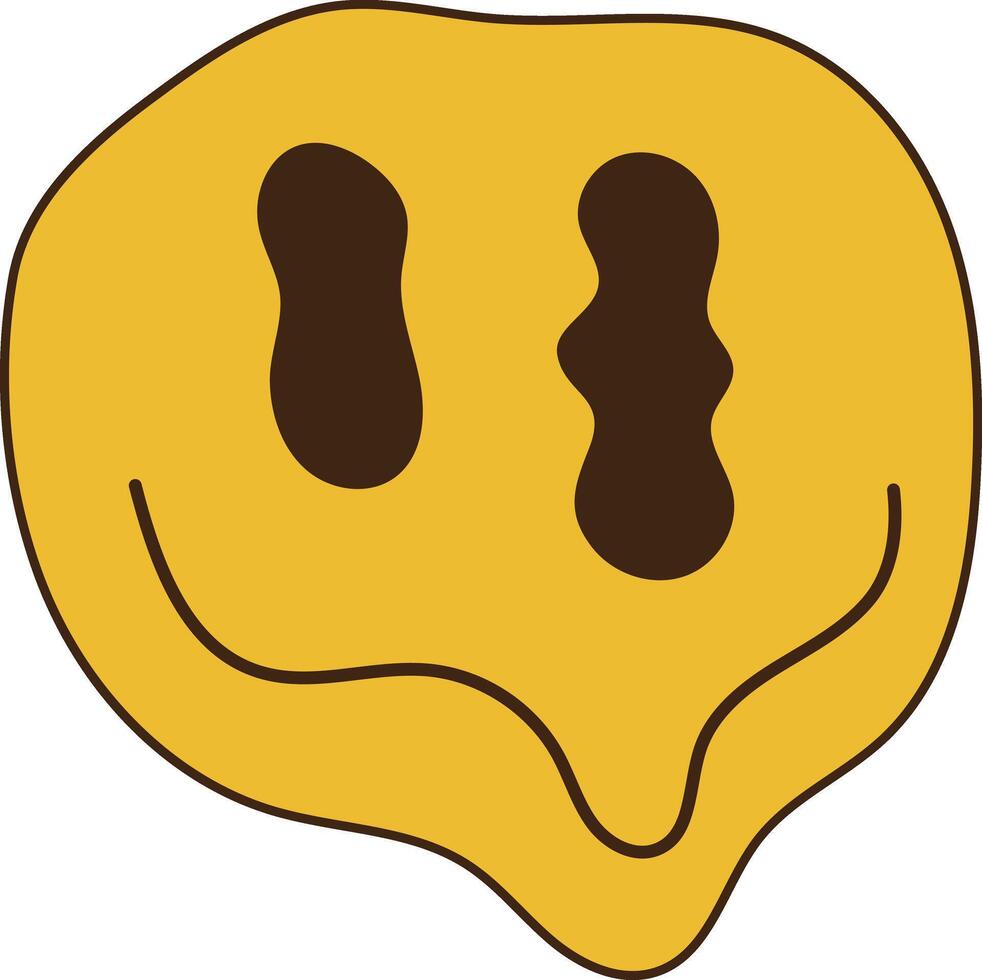 Psychedelic Dripping Smiling Character. Dripping Groovy Character vector