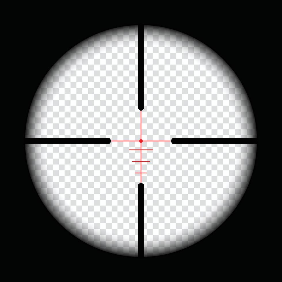 Realistic sniper scope crosshairs view. sniper sight with measurement marks. sniper scope template. rifle optical sight vector