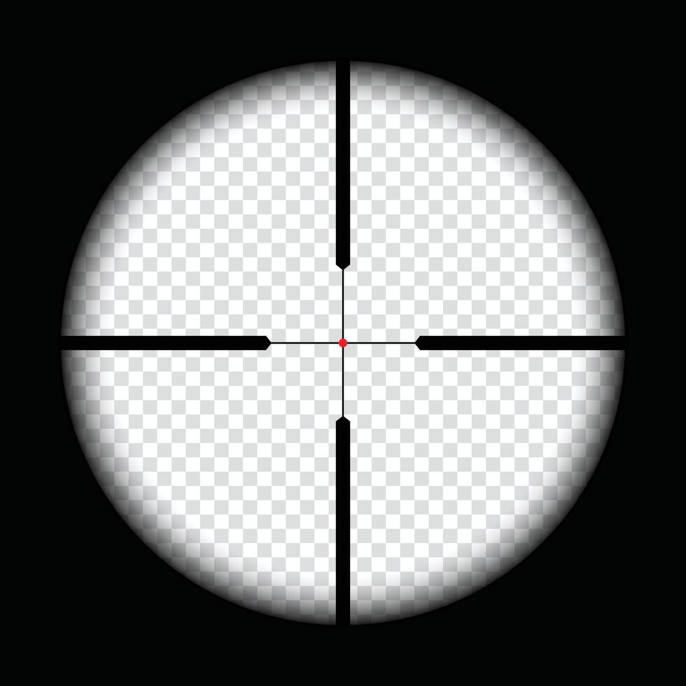 Realistic sniper scope crosshairs view. sniper sight with measurement marks. sniper scope template isolated. rifle optical sight vector