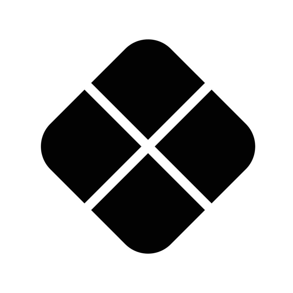 Simple Geometric Icon Representing Split Square Design in Black Color vector