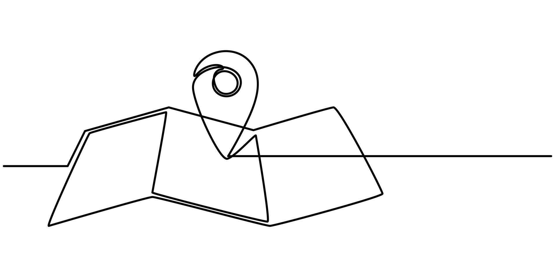 Continuous one line drawing location pointers pin road icon journey marker illustration, Single line art location mark vector