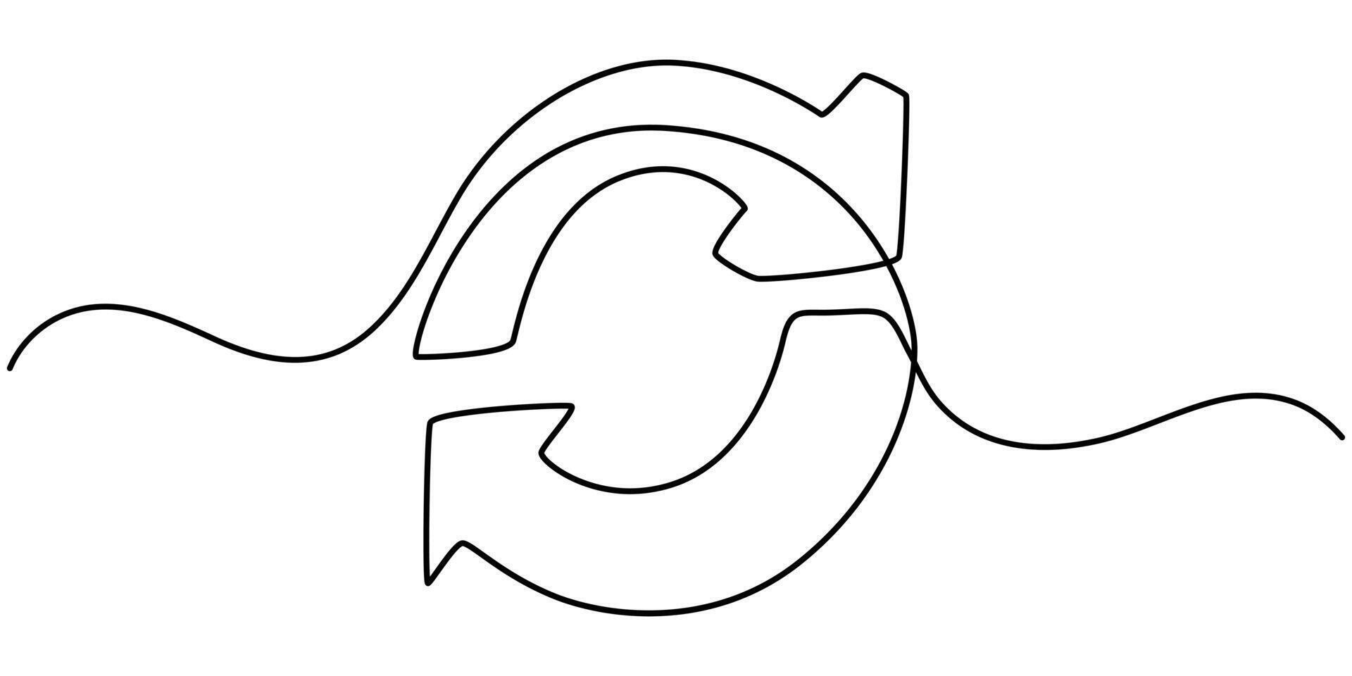 reboot sign continuous one line drawing in style vector