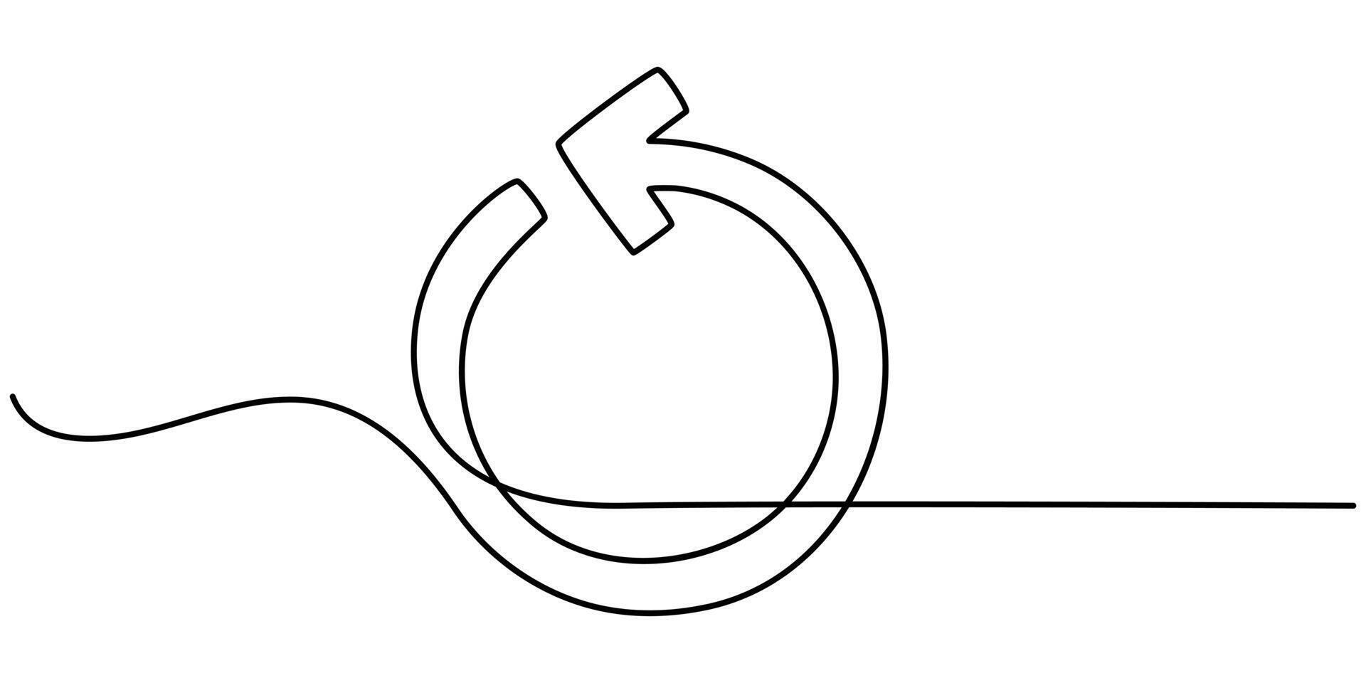 Refresh or Reload symbol continuous one in style. vector