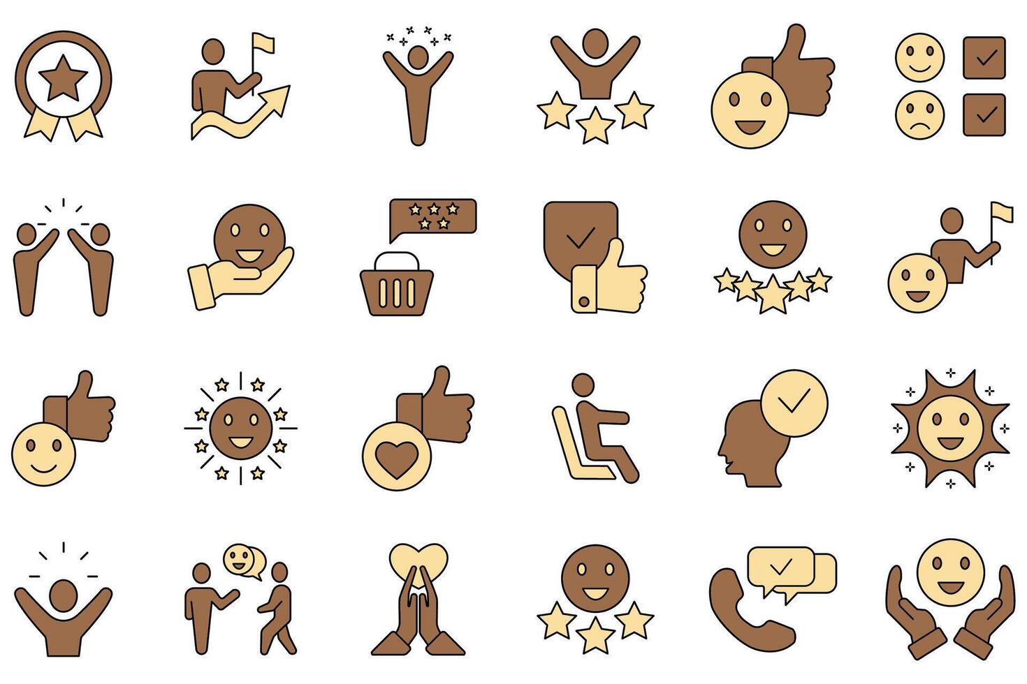 Satisfaction icons . Set of editable stroke icons.Set of Satisfaction vector