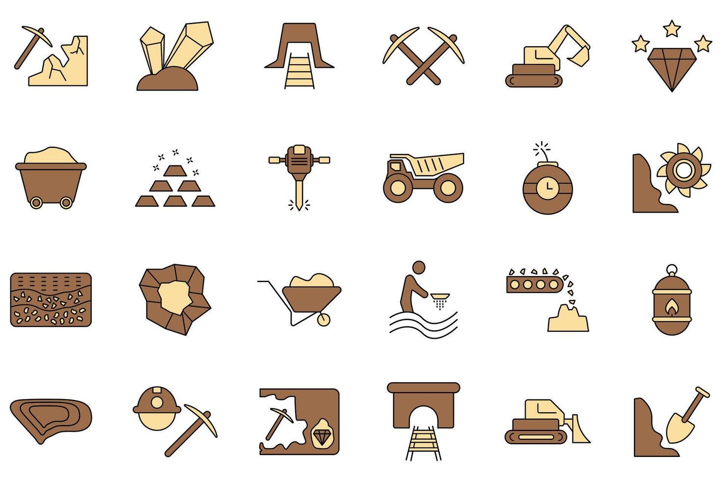 Mining icons . Set of editable stroke icons.Set of Mining vector