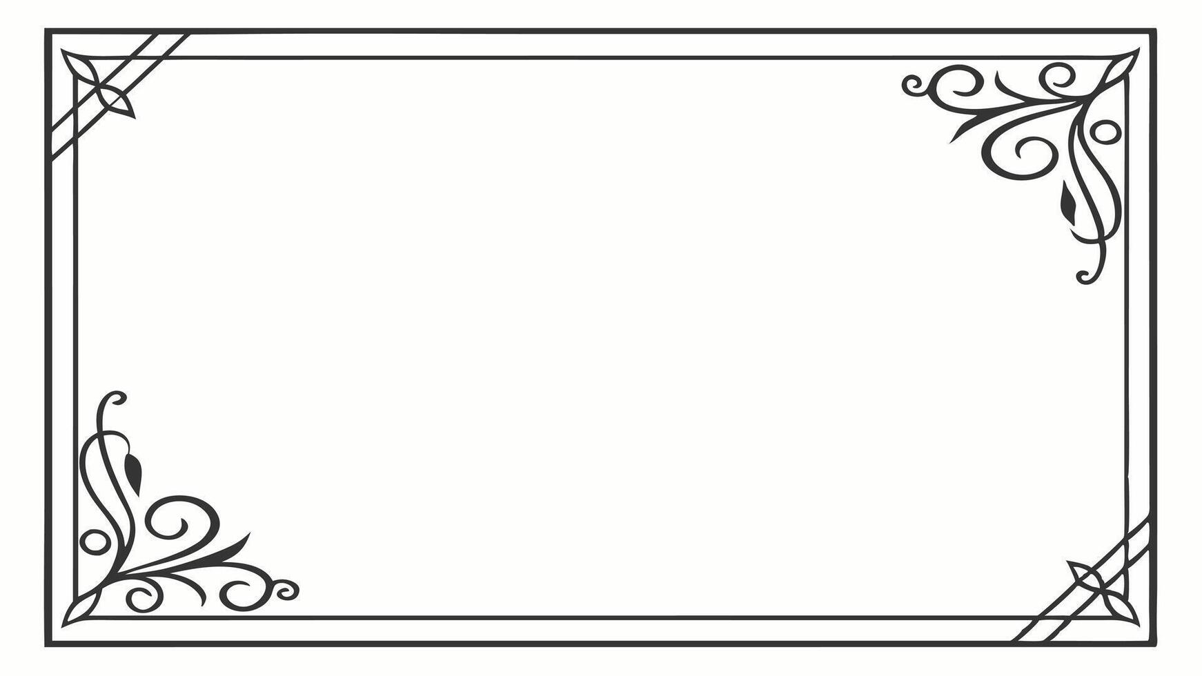 drawing of a frame with a scroll design vector
