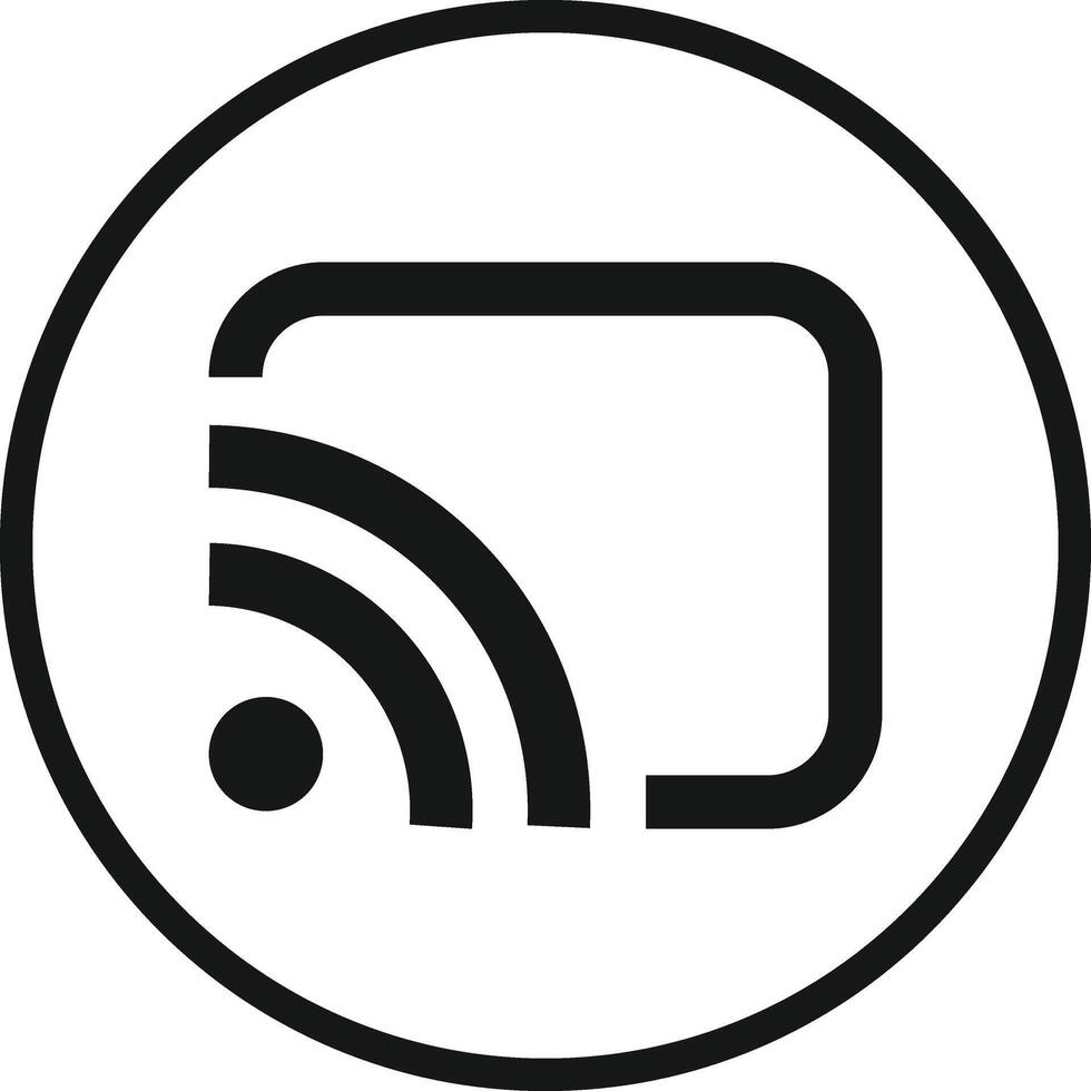 Screen cast, screencast button icon. smart device interfaces. rectangle with wireless signal. Wireless connection symbol. Screencast sign symbol vector
