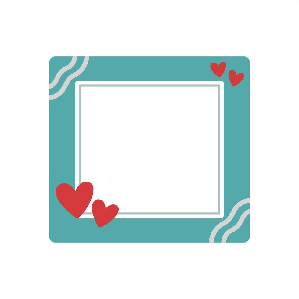 Boho Square Frame with Hearts and Abstract Waves vector