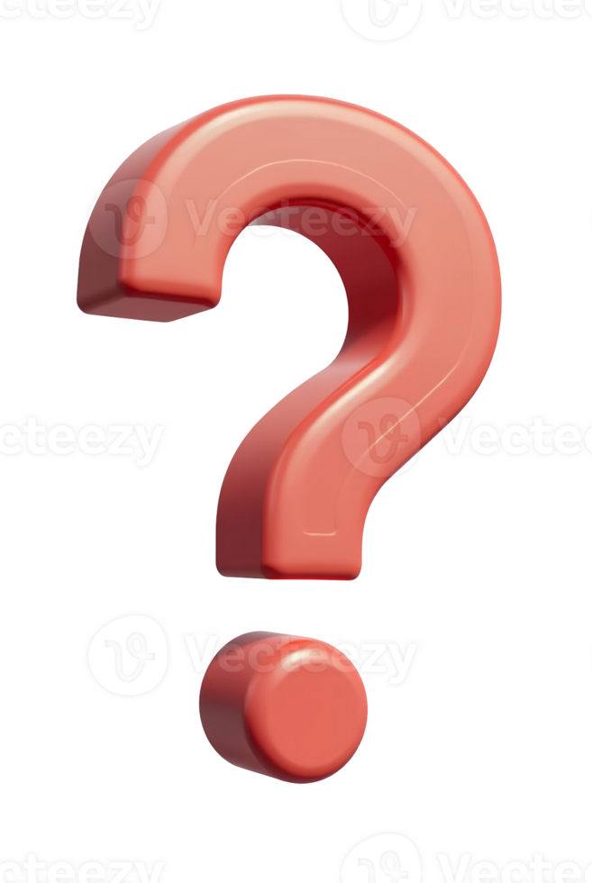 Red Question Mark 3D Icon - Minimal Help Symbol Isolated, Ask Button for Information or Support Design png