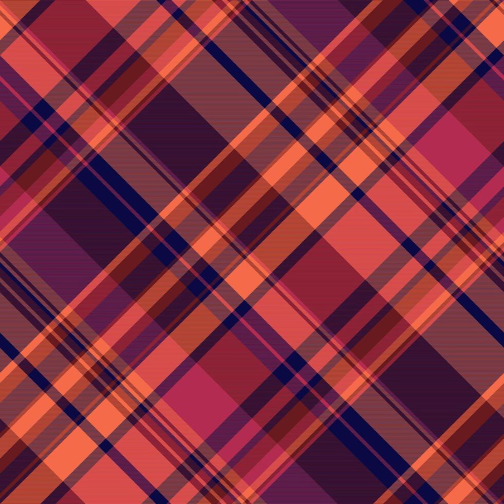 Vibrant diagonal plaid pattern in warm autumnal tones. Perfect for fallthemed designs, textiles, apparel, and website backgrounds. The intersecting lines create a dynamic and textured effect. vector