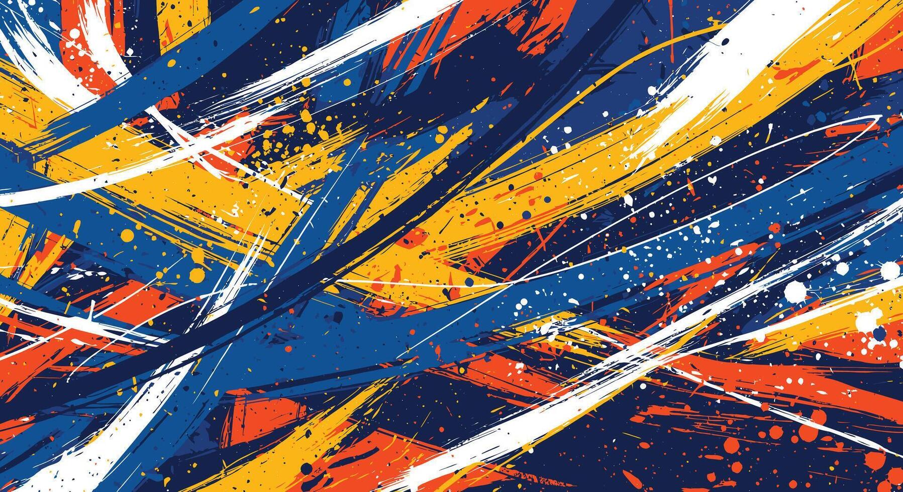 Dynamic brushstrokes create an abstract background with vivid color splashes vector