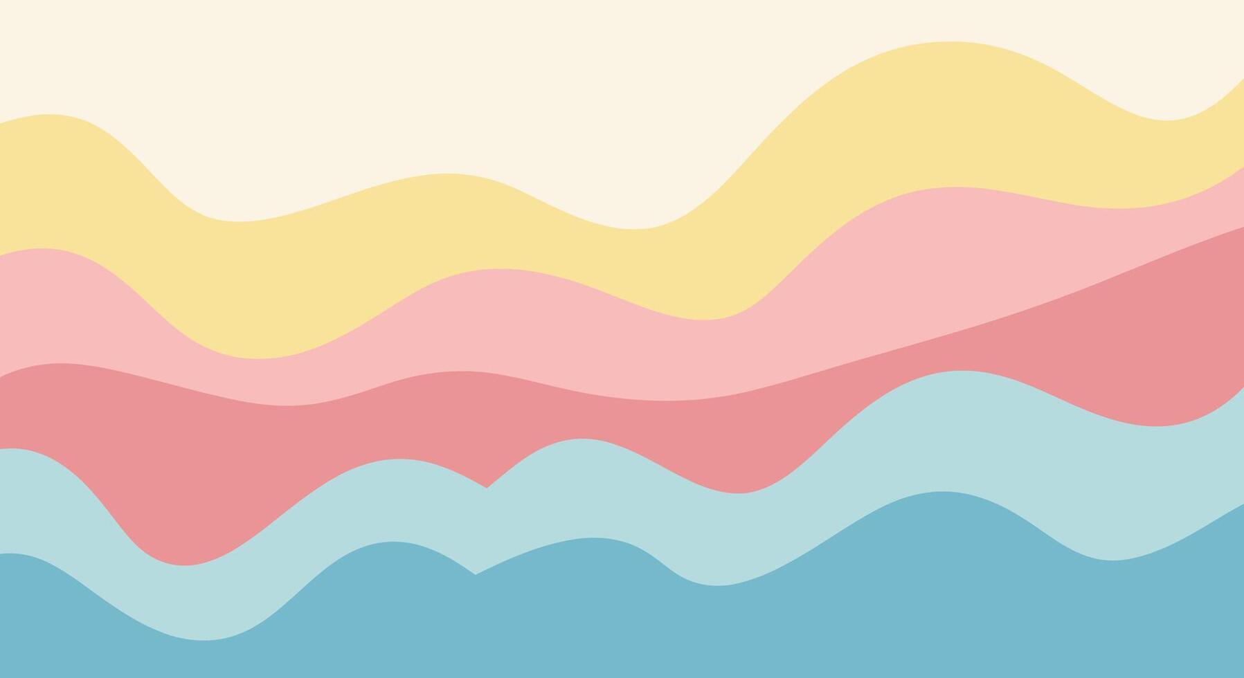 Pastel waves flow with soft colors in an abstract background design vector