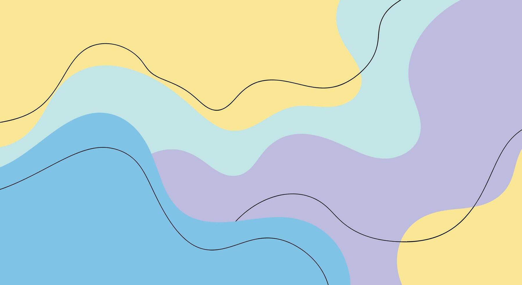 Abstract background features pastel color palette with black wavy lines vector