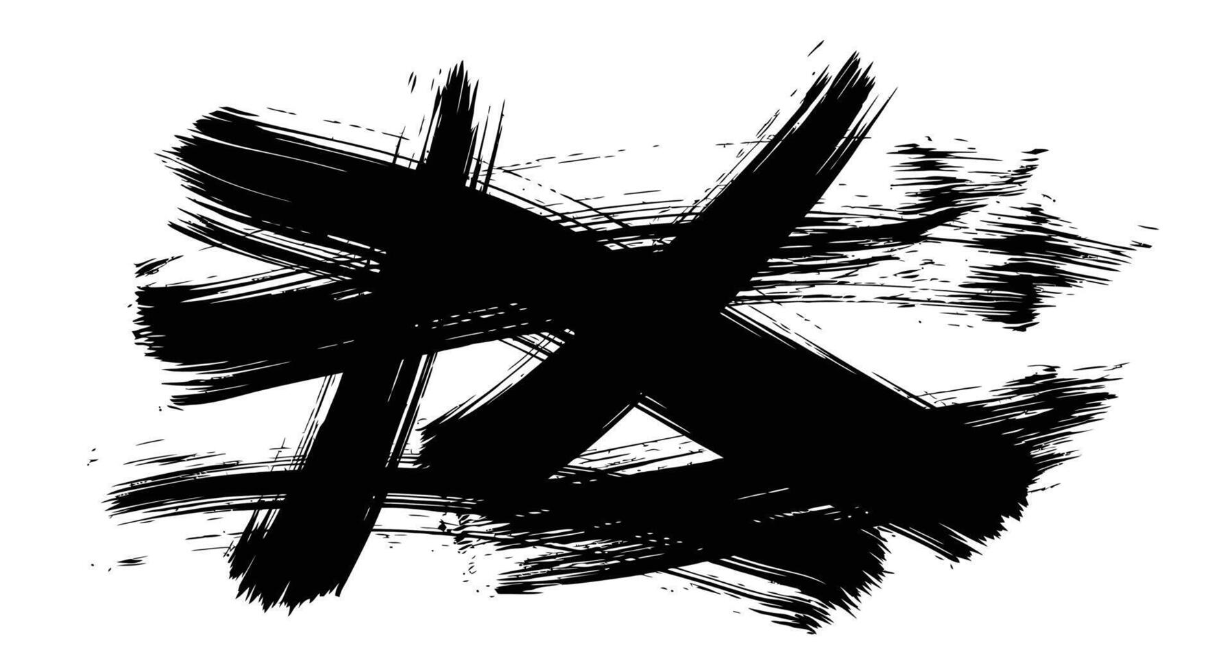 Dynamic black ink strokes create a bold artistic design element on white vector