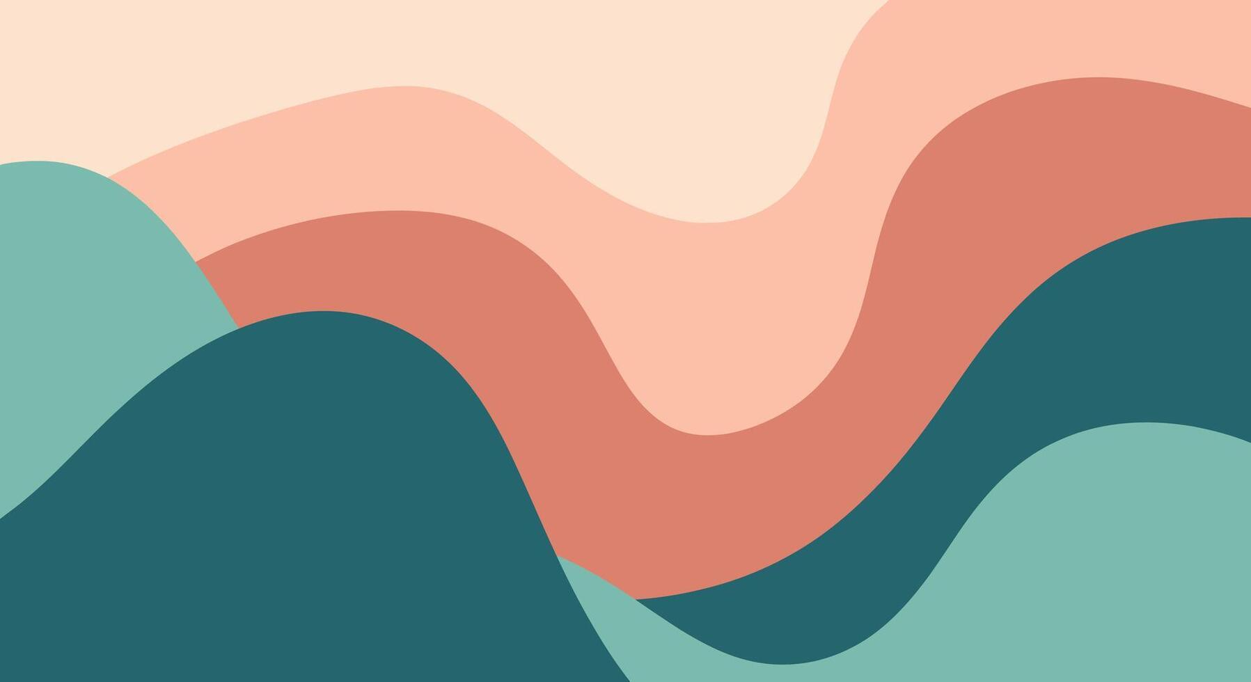 Stunning abstract background with gentle waves in calming teal and peach tones for modern designs vector