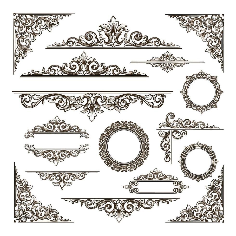 Art of minimalist abstract line art corner elements isolated on white background vector