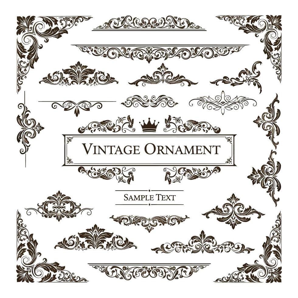 Art of collection of handdrawn decorative frames and borders with floral elements and wavy lines, isolated on white background vector