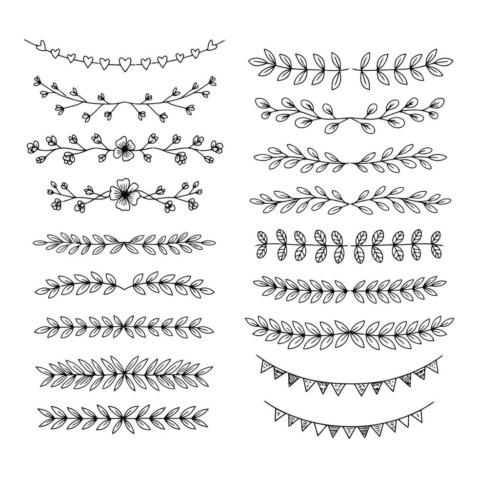 Art of collection of various rope textures and patterns, including circular, oval, and rectangular frames, and braided lines, isolated on white background vector