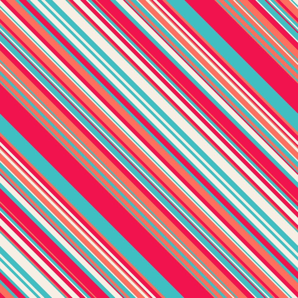 Vibrant diagonal stripes in coral, teal, and white create a dynamic, playful pattern. Perfect for backgrounds, textiles, or branding, this image conveys energy and summery vibes. vector