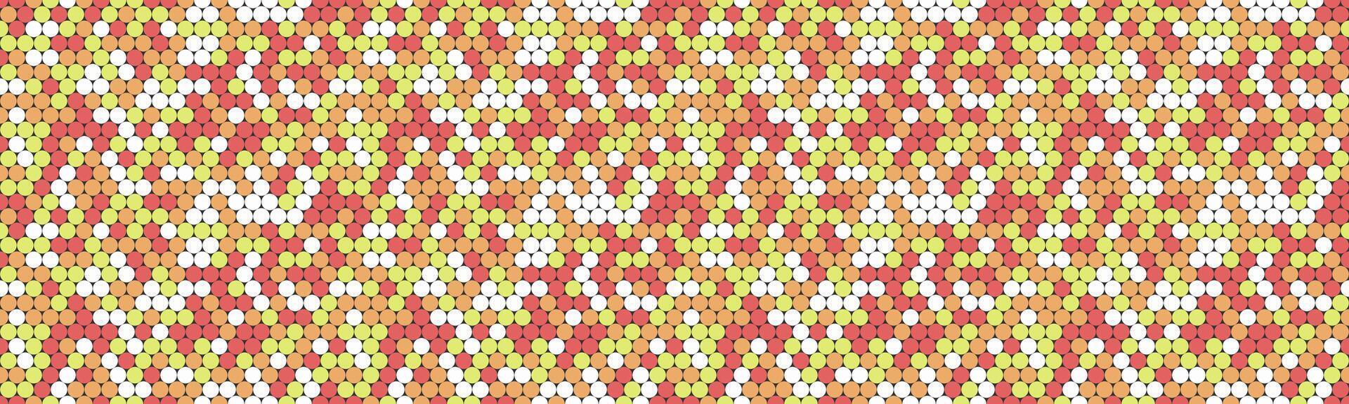 Vibrant abstract mosaic pattern featuring a blend of red, yellow, and white circles. Ideal for website backgrounds, textile designs, or adding a touch of modern artistry to any project. vector