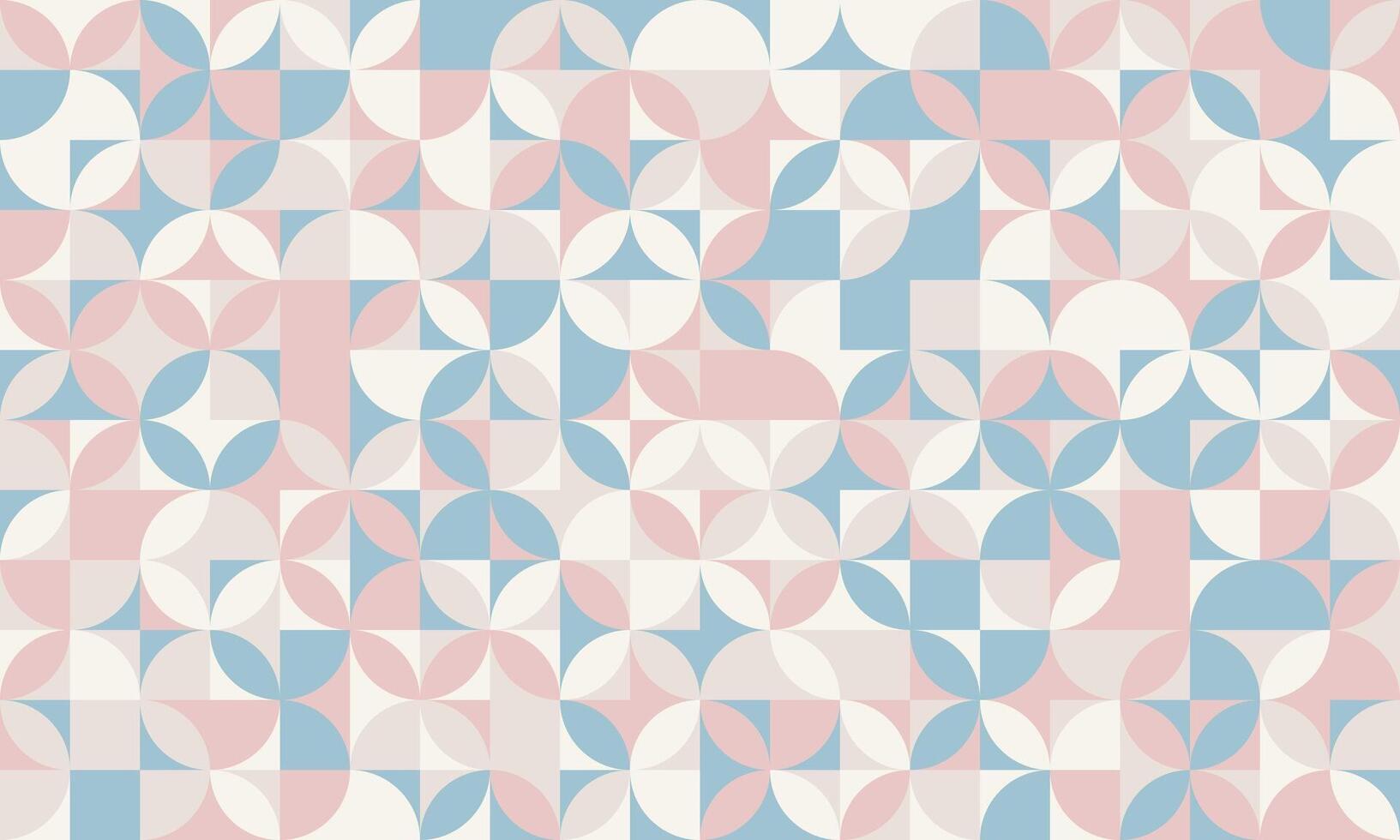 Elegant pastel geometric pattern. Subtle repeating design of circles and squares in soft pink, blue, and beige. Ideal for website backgrounds, textile prints, or modern branding. vector
