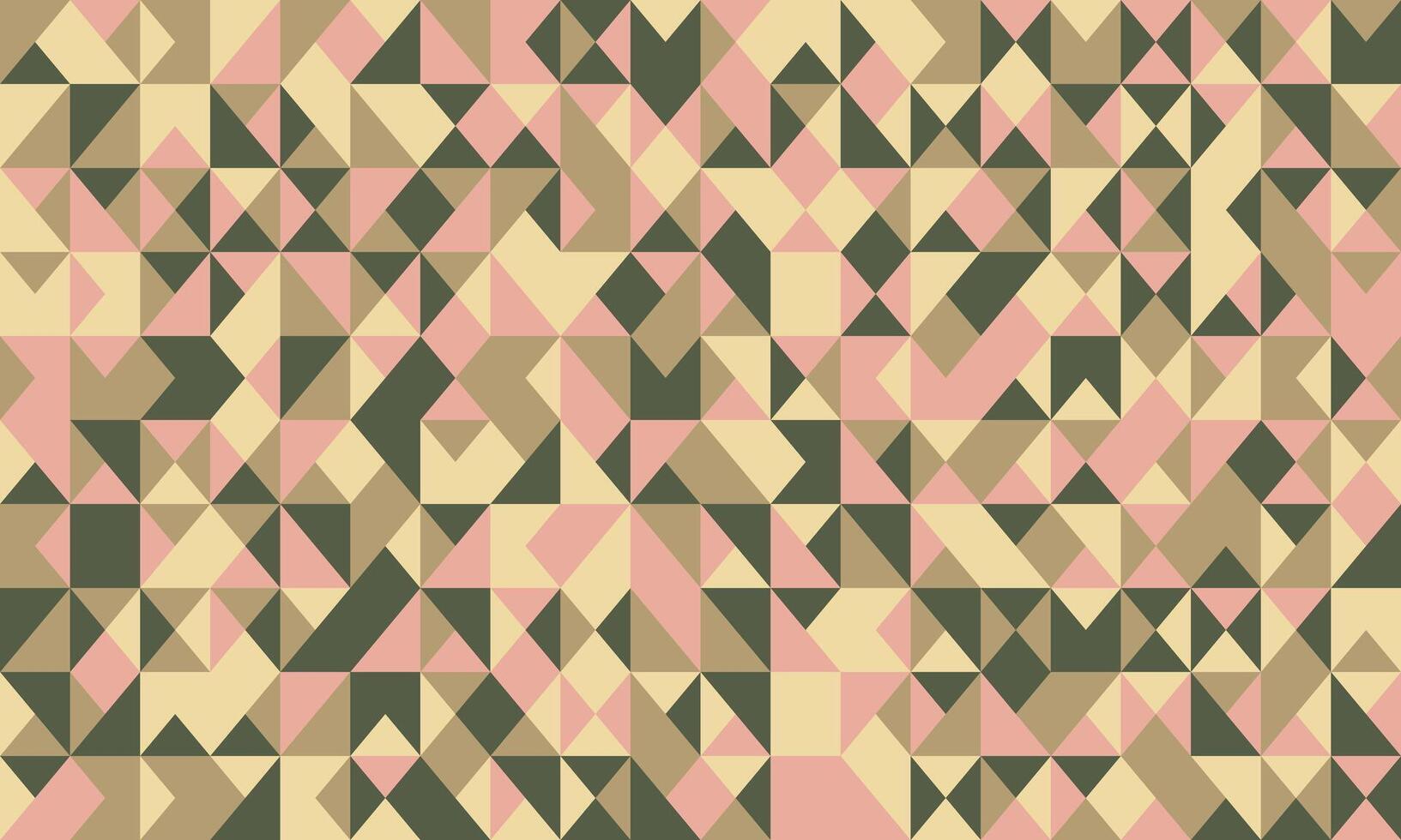 Abstract geometric pattern. Muted pink, beige, and olive green triangles create a complex, yet visually calming texture. Ideal for backgrounds, textiles, or website design. vector