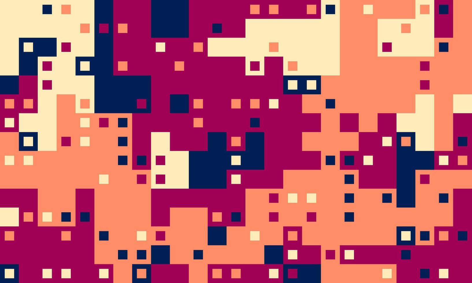 Abstract pixel art background. Vibrant geometric pattern in warm tones, perfect for tech, website design, or modern art projects. Represents digital data, innovation, or a complex system. vector