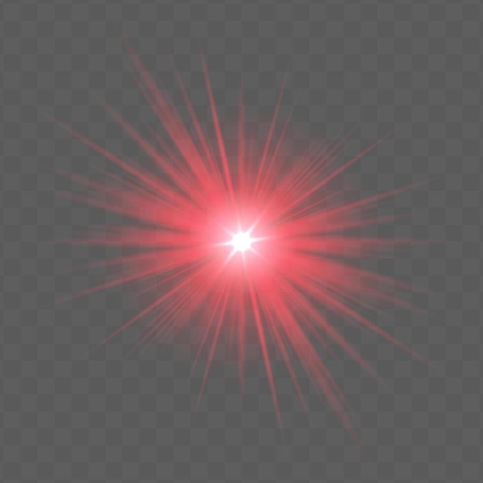 Red radial flare with glowing starburst, soft gradient and transparent background. Suitable for magical, festive or romantic visual design projects. vector