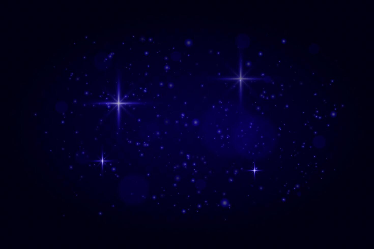 Sparkling particles with blue glow and soft light flares on dark background. Gentle twinkle effect for festive or dreamy scenes. vector