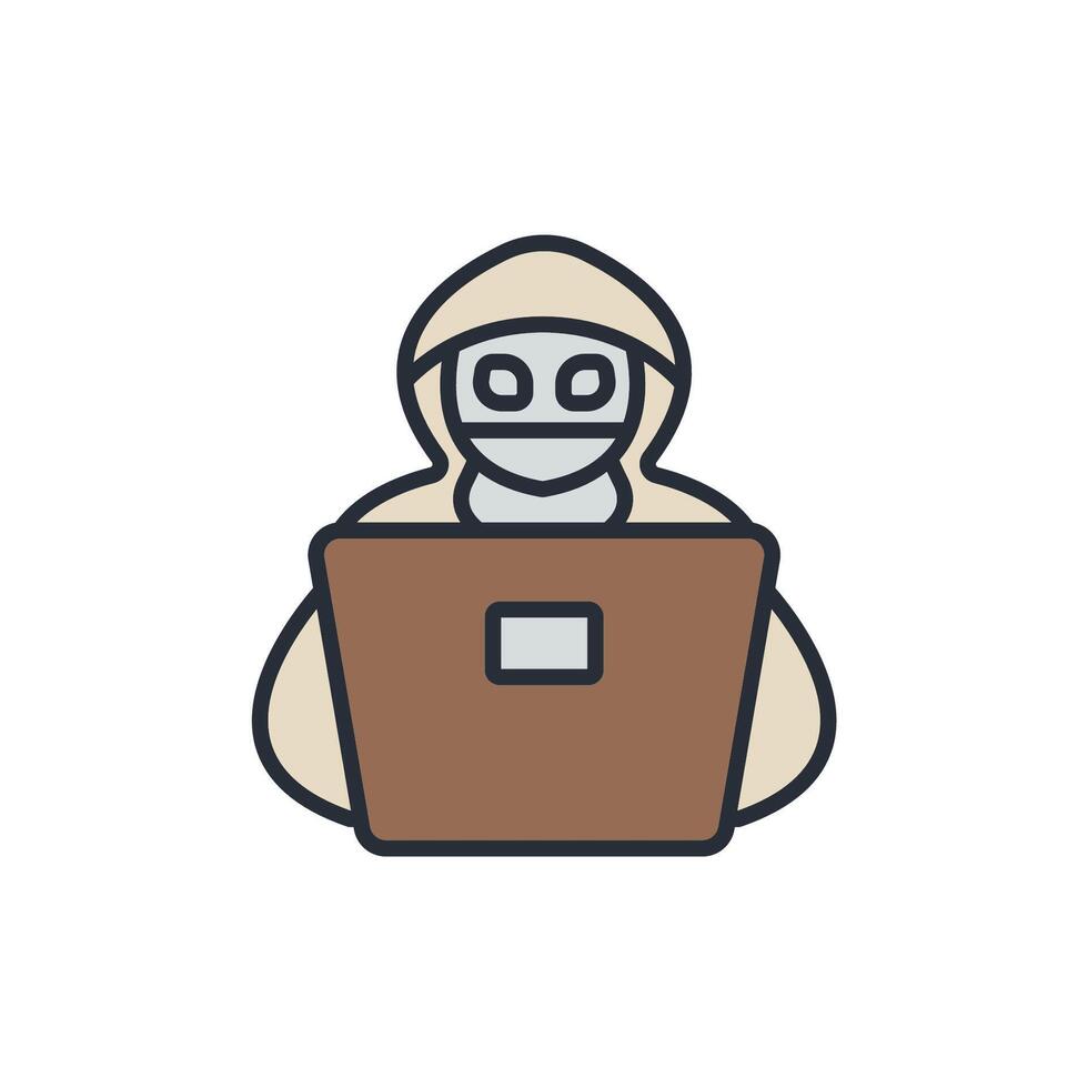 hacker icons isolated on White Background. Flat style design vector