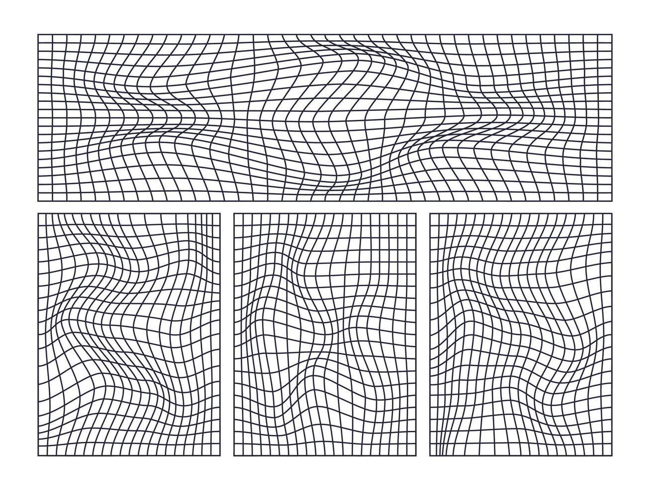 grids and distorted wireframes for poster design vector