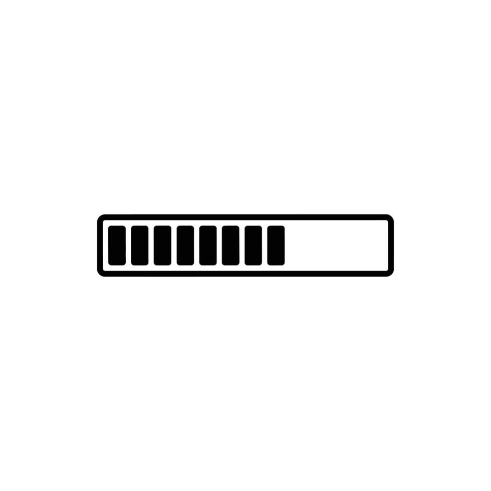A minimalist loading bar with filled sections on a white background is shown vector