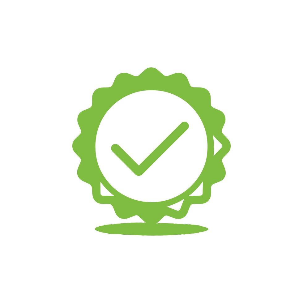 An approval check mark is encircled with a green color on a white background vector
