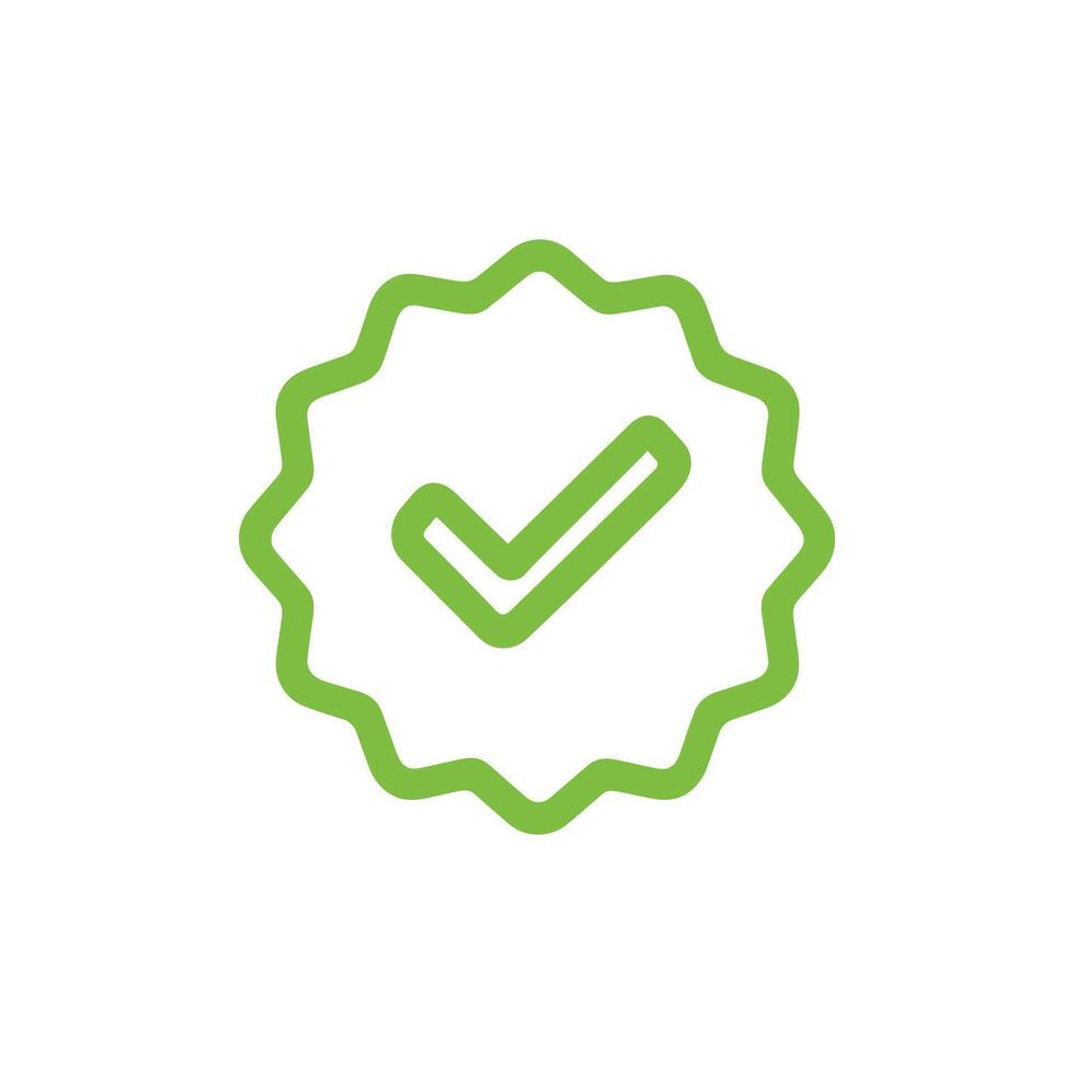 Lime green check mark in a starburst circle confirms and validates transparent vector
