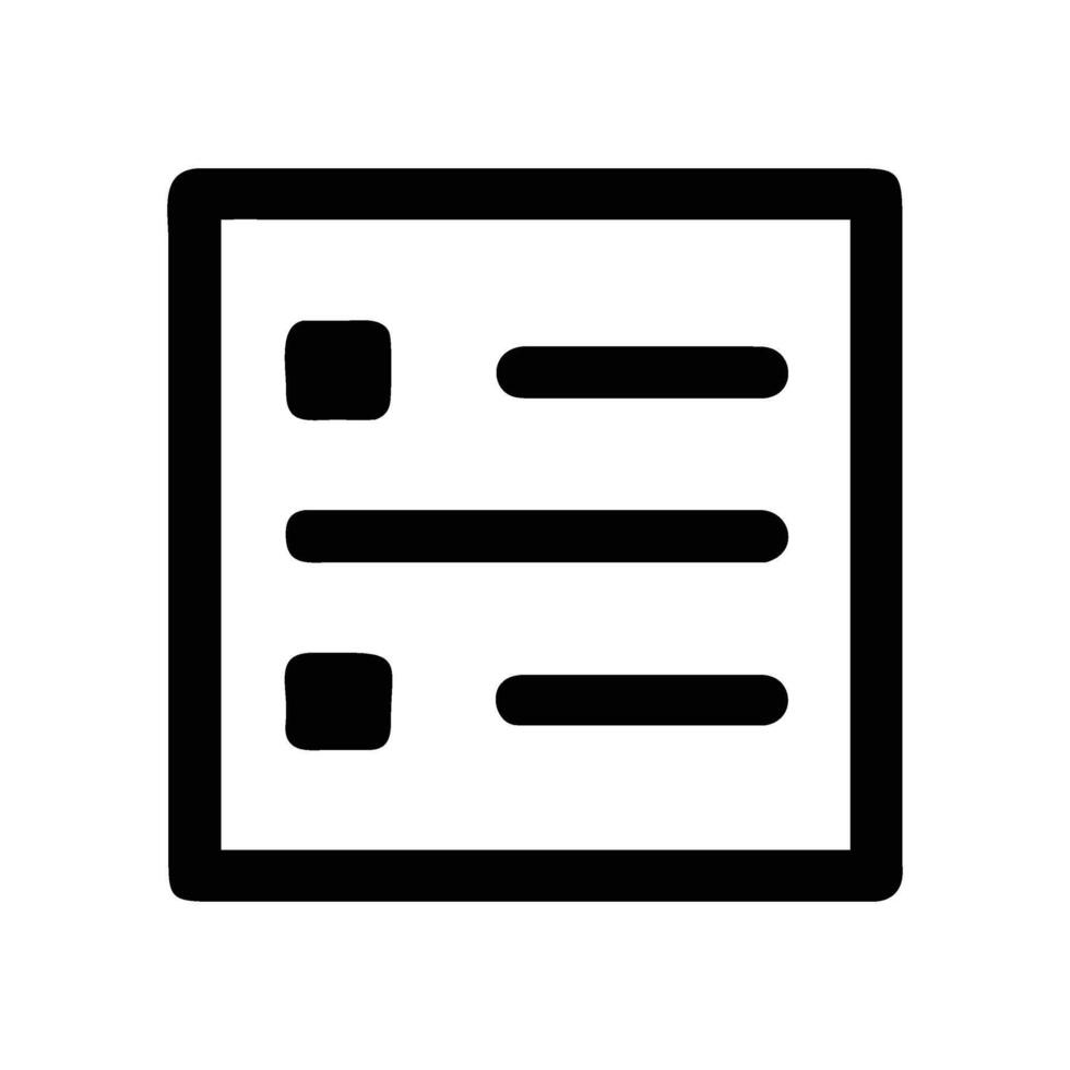 Simple checklist icon with square box, rounded lines vector
