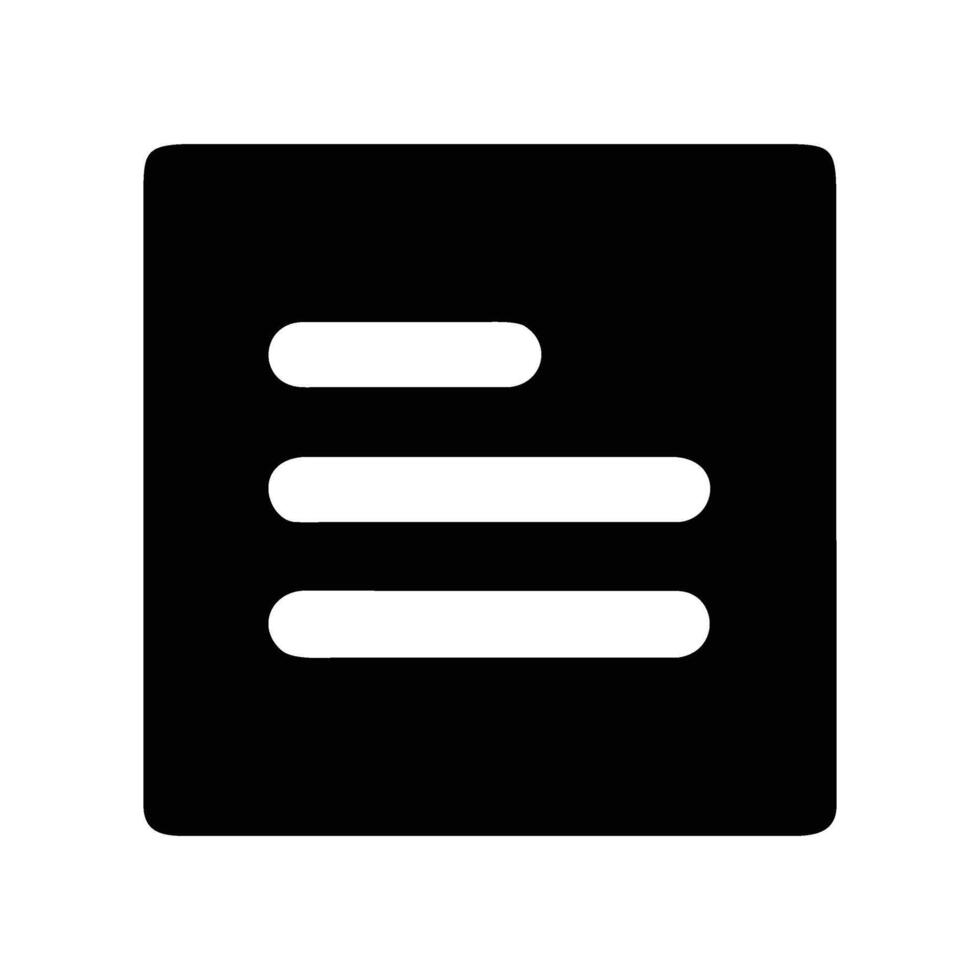 Black square with three horizontal bars for website menu icon vector