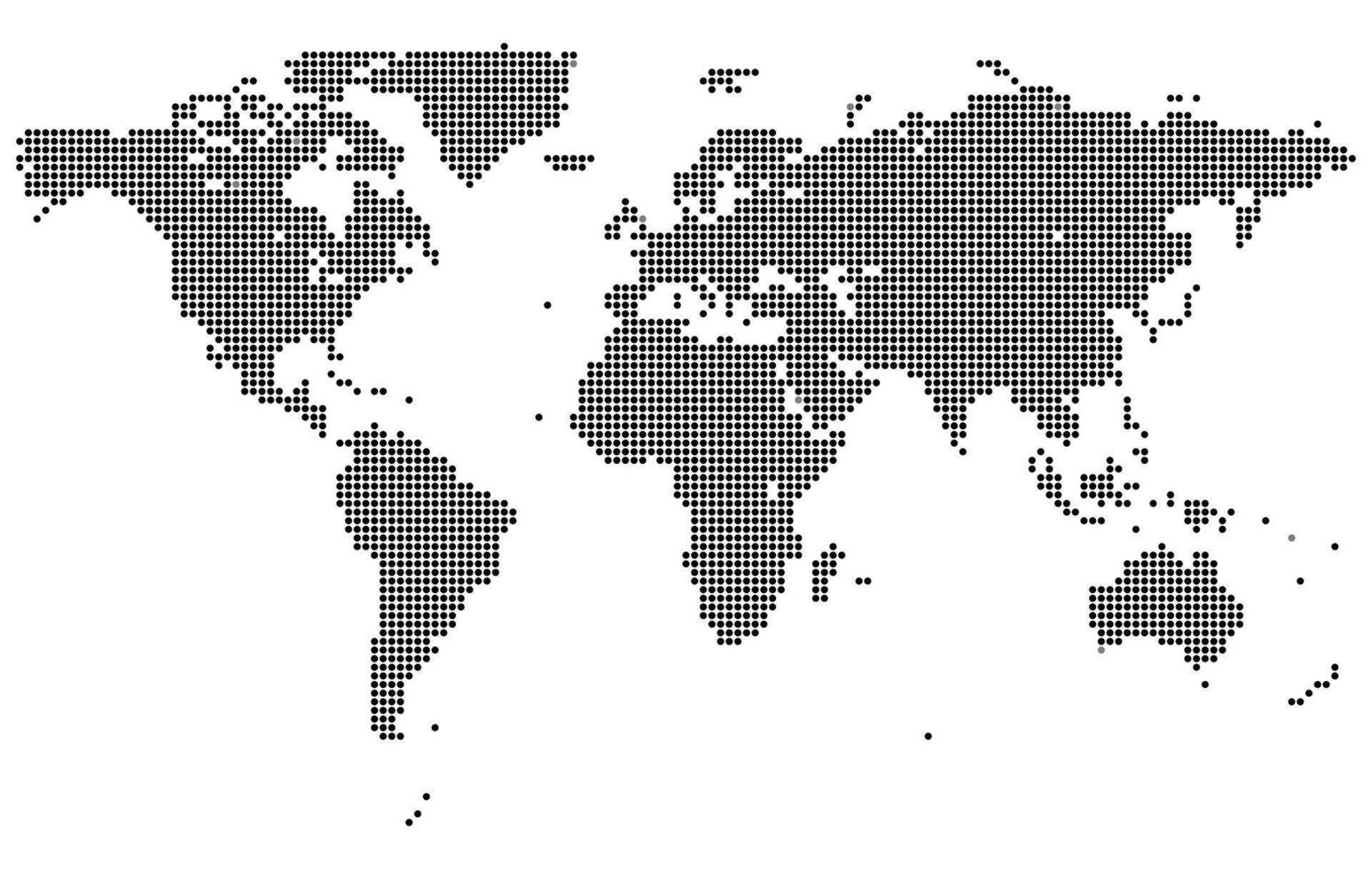 Modern and Realistic dotted world map feathering abstract country boundary in dotted shape. Simple dotted world map in halftone style. Emphasizes global presence and modern cartographic flair. vector