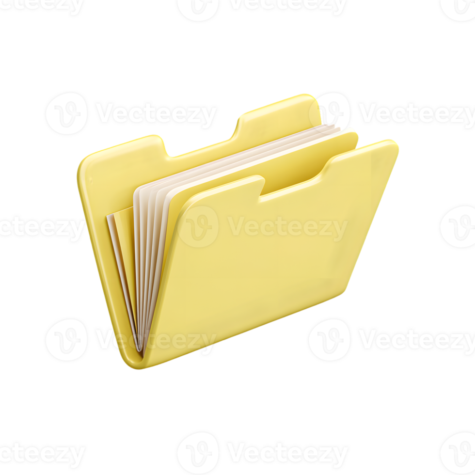 Glossy 3D Rendering Open Folder with Documents Icon Illustration png