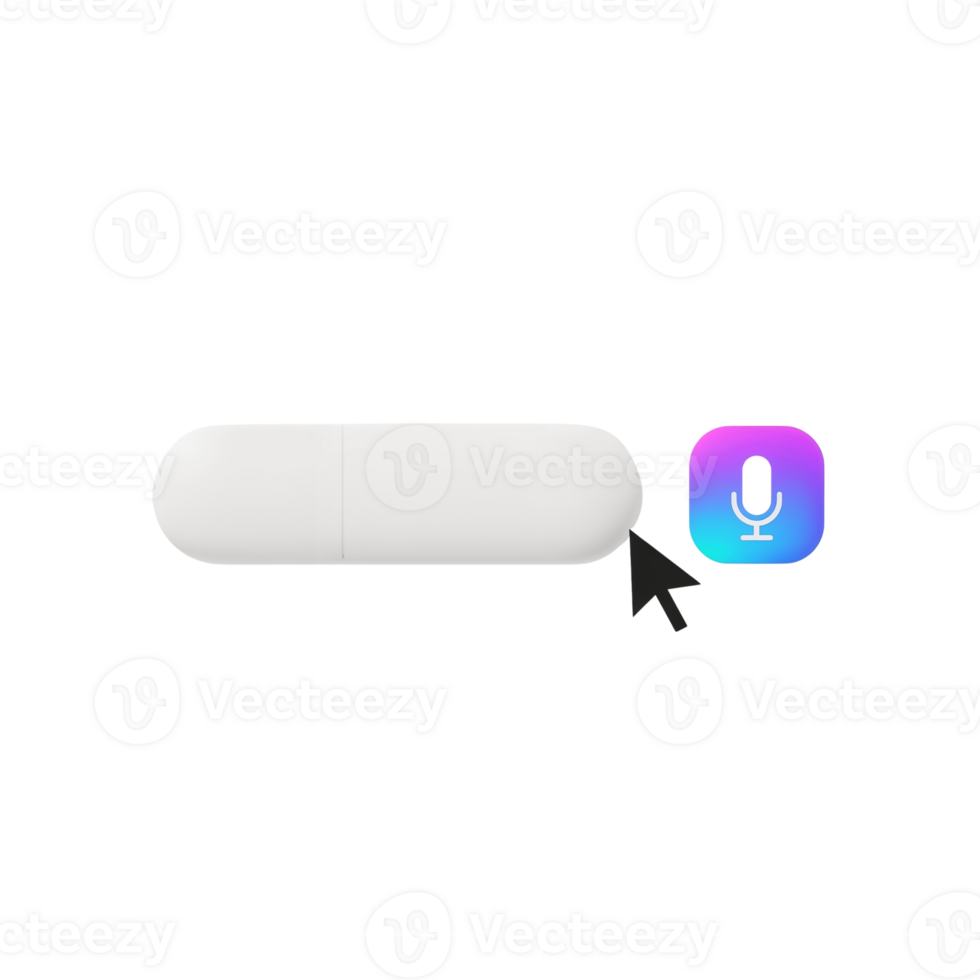 Conceptual image of a virtual microphone toggle with a cursor on a transparent plane png