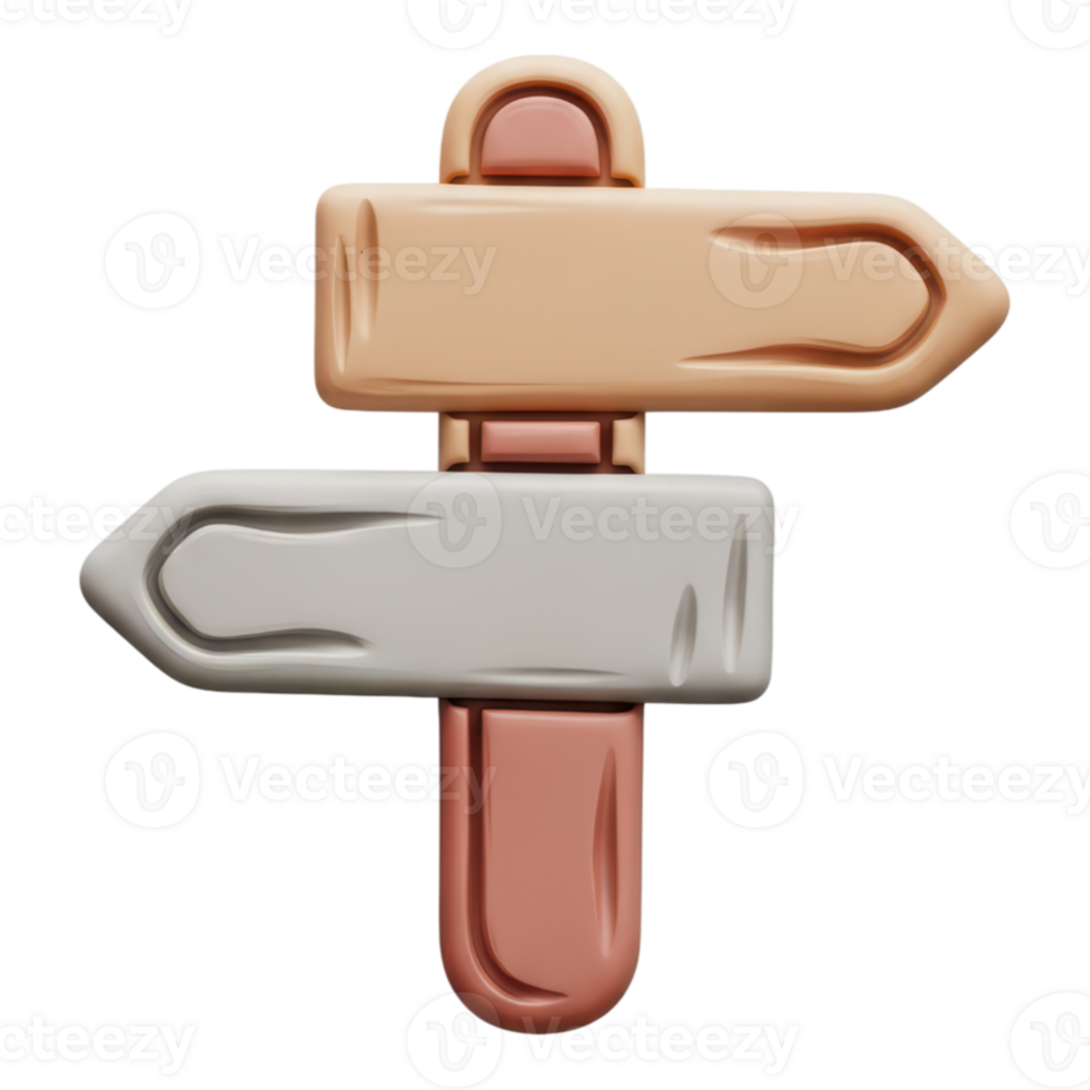 3d rendering of a signpost with two arrows isolated on transparent background png