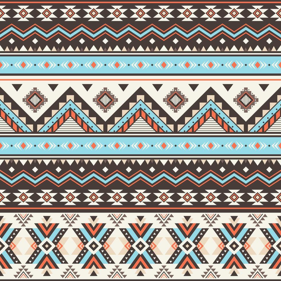 Tribal striped colors seamless pattern. Aztec geometric, background. Can be used in textile design, web design for making of clothes, accessories, decorative paper, wrapping, envelope, backpacks, etc. vector