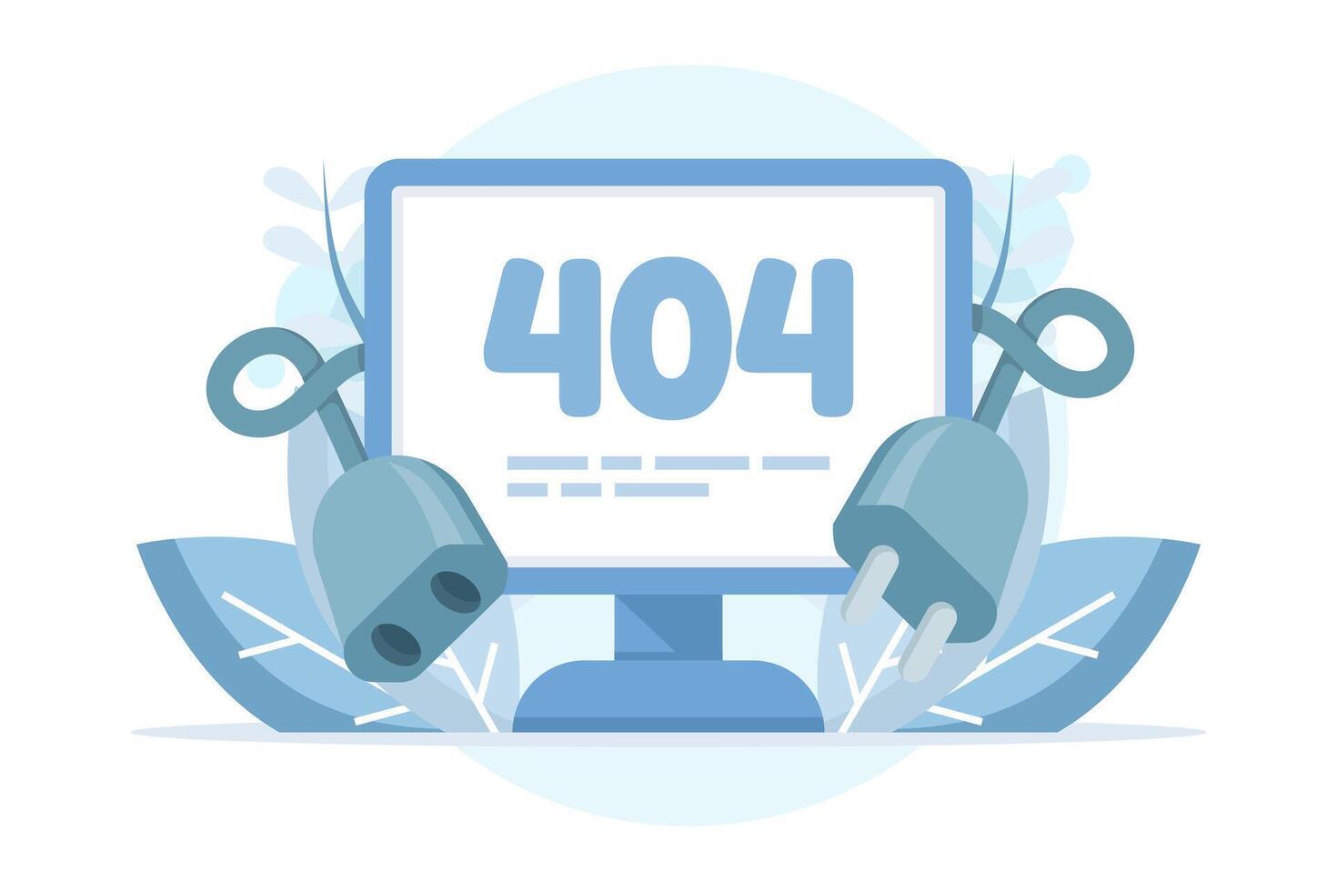 Error 404 Concept, Page Not Found Concept, Error 404 on Monitor Screen Icon. Web Page Not Found and Internet Problems. System error, Broken page. Flat design. vector