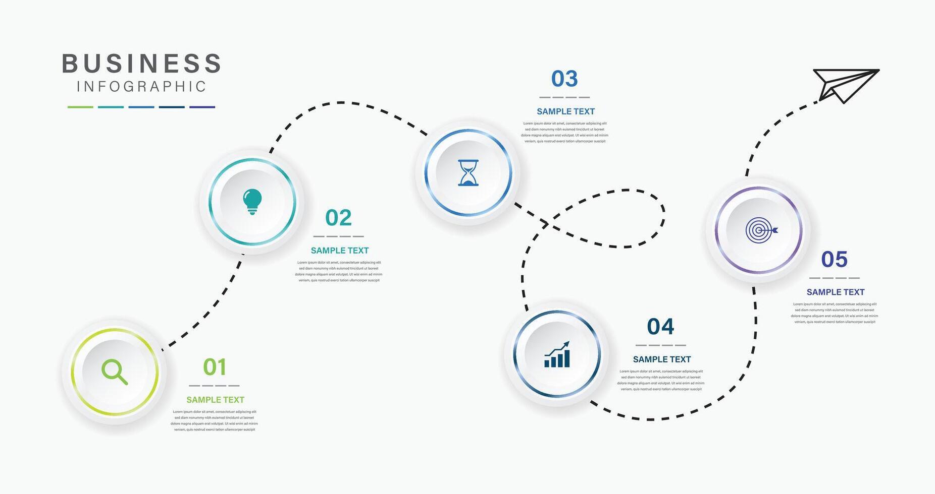 Infographic design template for business presentation. Timeline concept with 5 steps vector