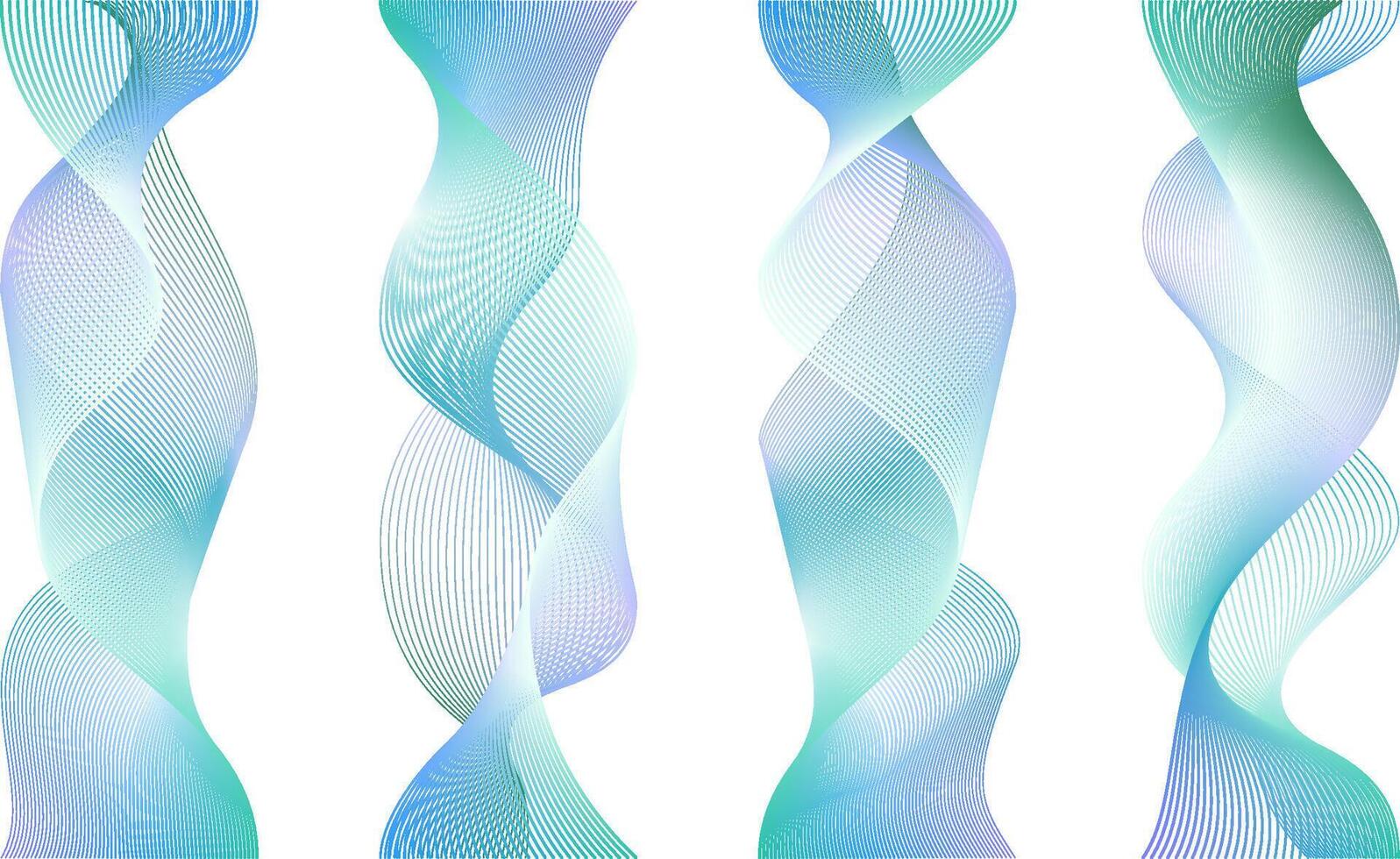 smoke wavy steams on white. Abstract line air flow or transparent flame fire texture. Cigarette trail effect blue isolated fog cloud. Thin soft 3d vertical ribbon set. vector