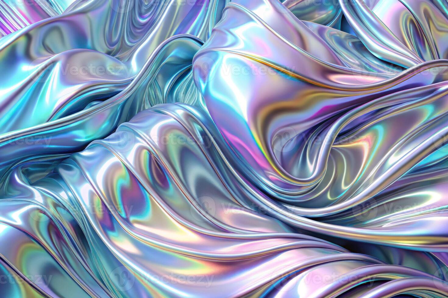 Artistic rendering of liquid metallic waves with luminous shine creating a modern abstract texture photo
